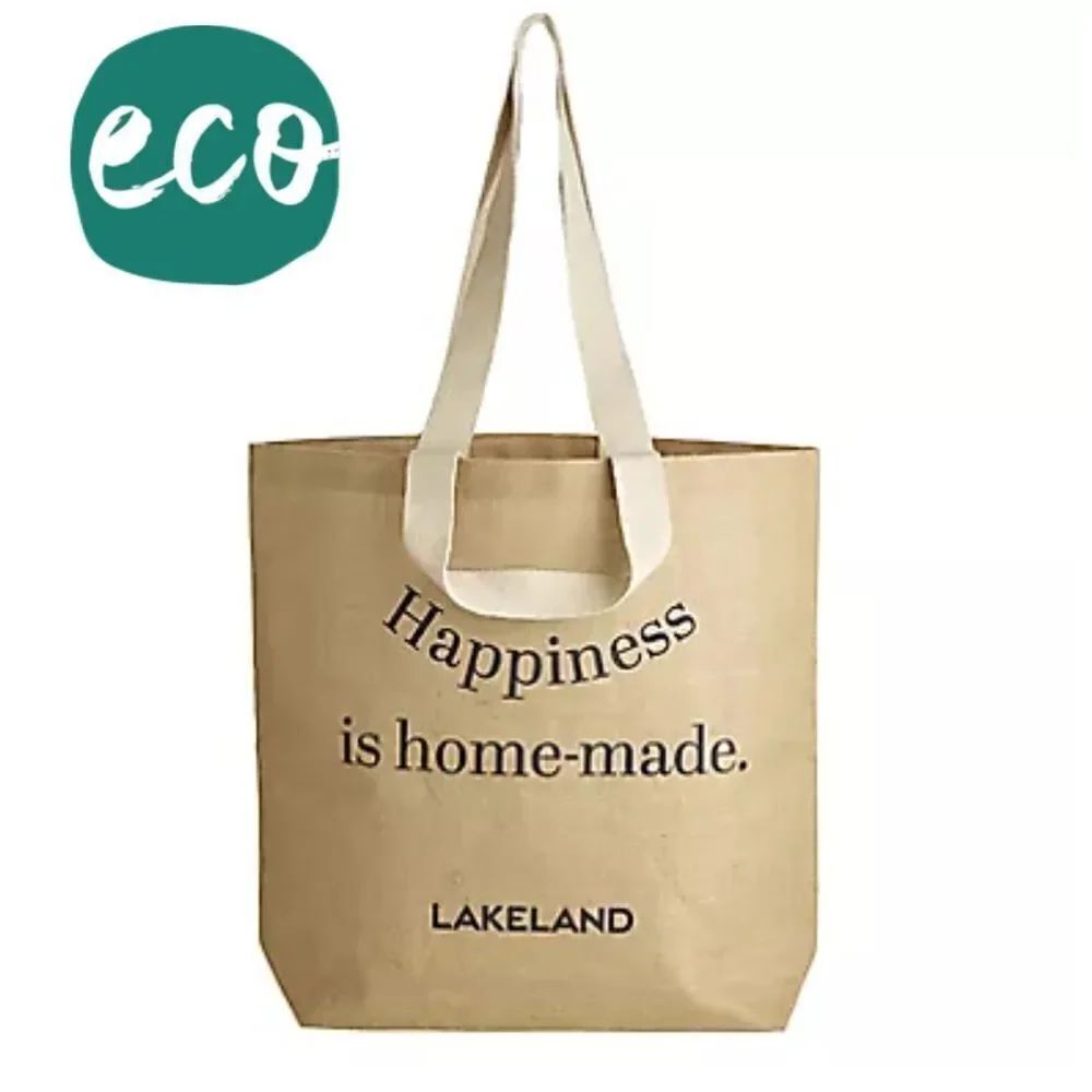 Lakeland Large Jute Tote Happiness is Homemade- Eco-Friendly two strap handles